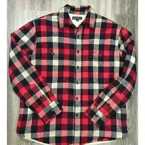 J‎ Crew Mens Red Black Sherpa Lined Cotton Flannel Shirt Jacket Size Large - Picture 1 of 8